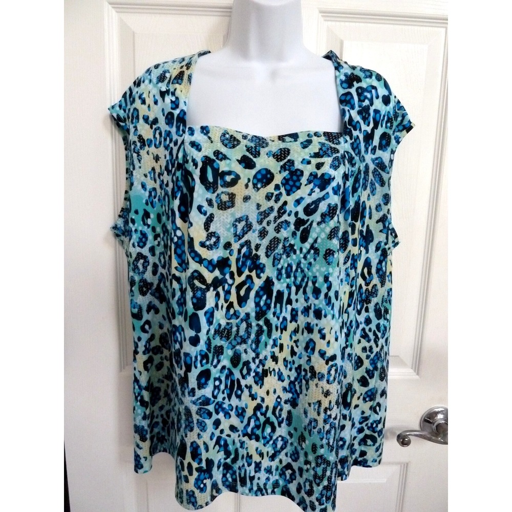 *KASPER Plus Sz 2X Sleeveless Pullover Square Neck Blouse Career Office Busines*
